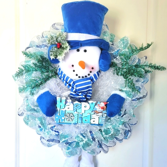 Hand Crafted Other - Christmas Snowman Wreath Winter Hanukkah